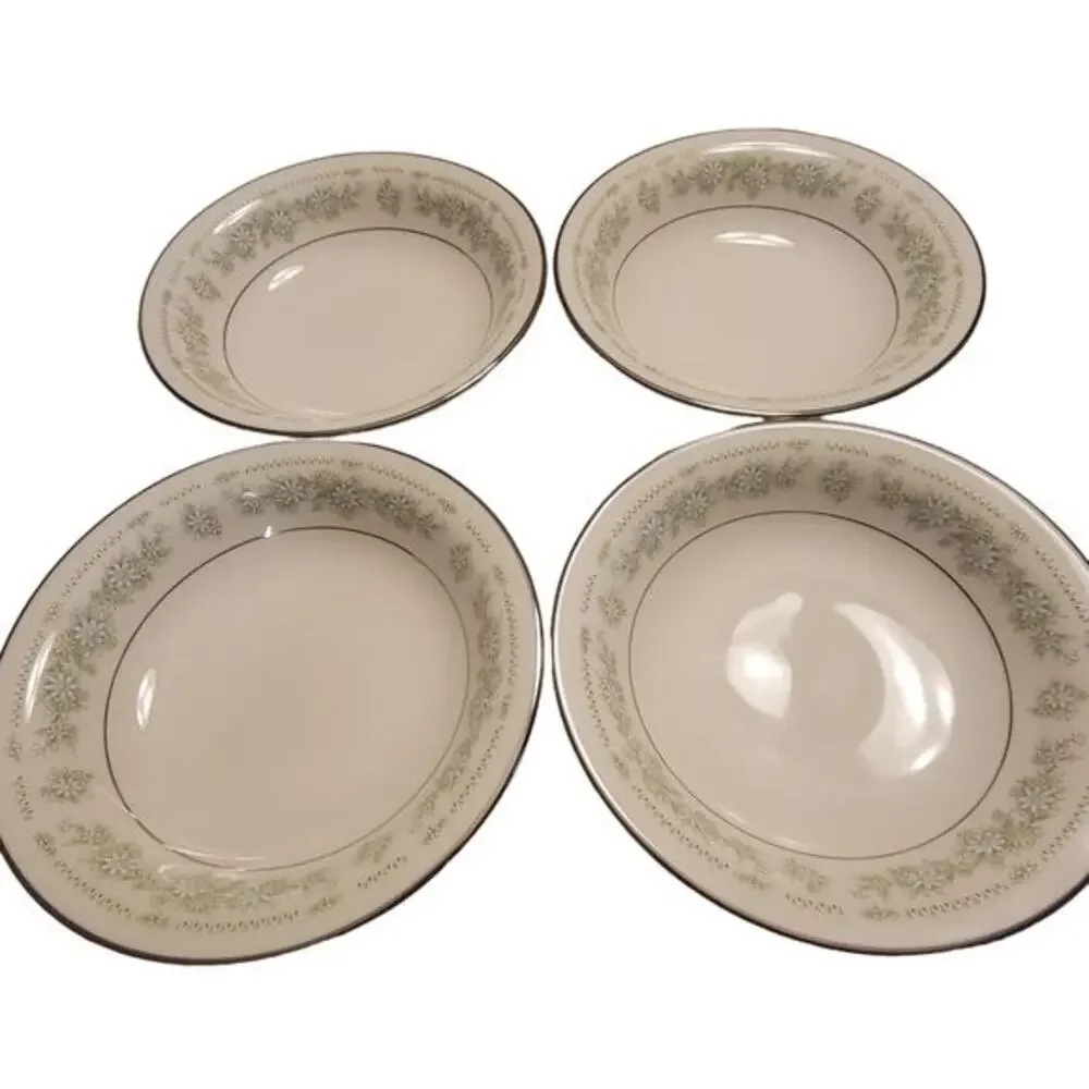 Noritake Ivory China Pattern Lexine 7007‎ Set of Four Soup Bowls Vintage